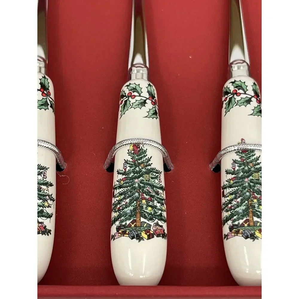 Spode Christmas Tree Pastry Forks & Dessert Spoons Boxed